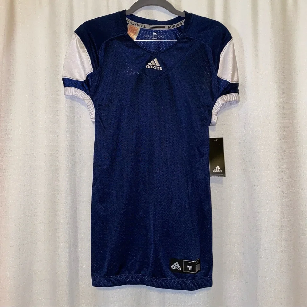 Adidas Youth Football Jersey Blue and White, New with tags Size Medium